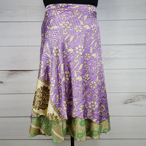 Darn Good Yarn Sari Silk Wrap Skirt Tea Goddess - Picture 2 of 16